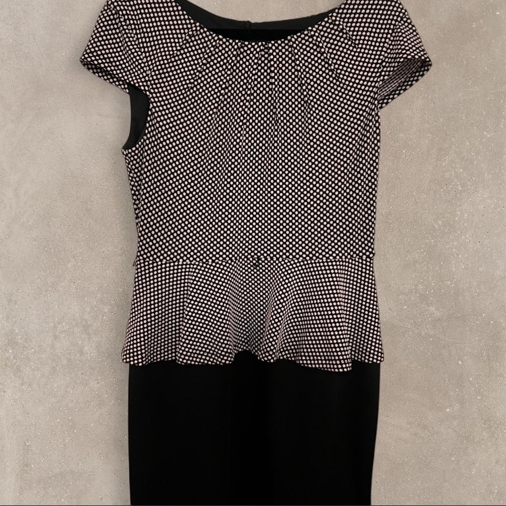 Peplum Black and White Polka Dot Dress